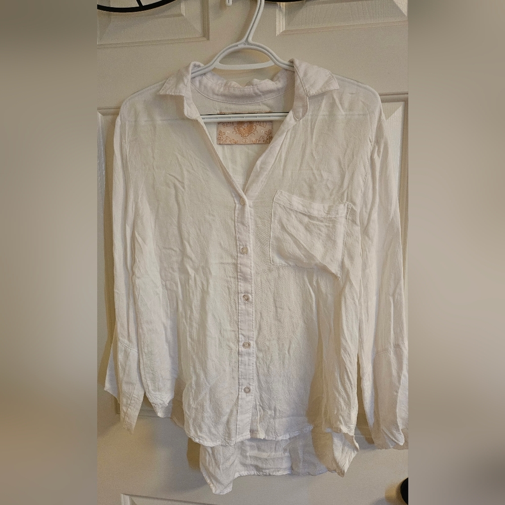 Bella Dahl White Casual Button Down Shirt